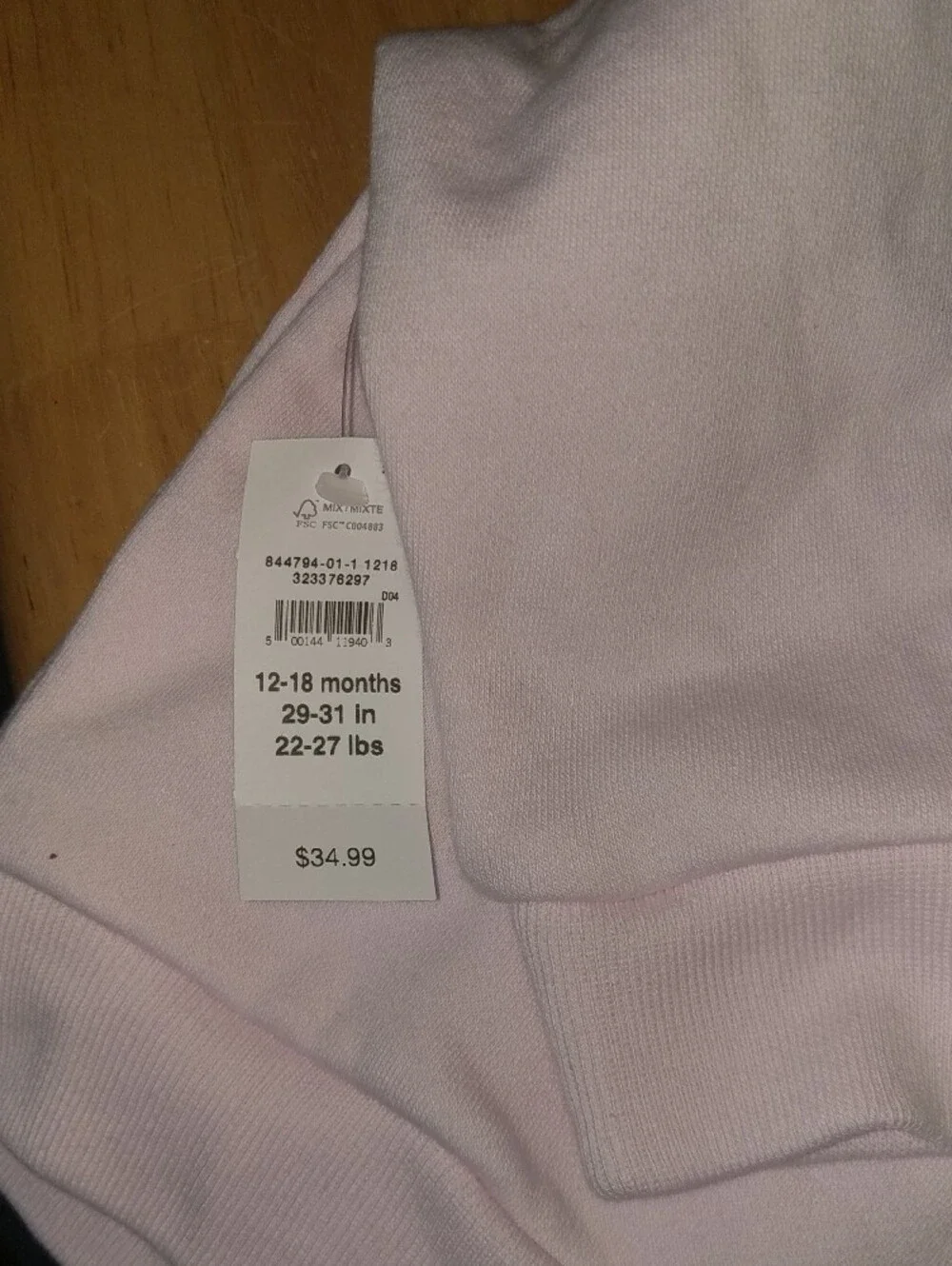 GAP Light Purple Zip-Up Hoodie with Rainbow Hearts, 12-18m